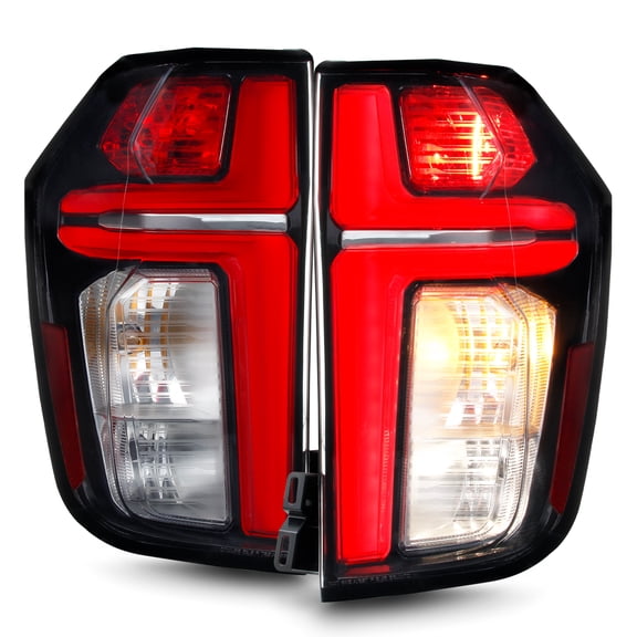 AKKON - Fits 2021-2024 Chevy Suburban | Tahoe [Halogen Type] Black Tail Lights Pair Driver Passenger w/ LED Tube Running
