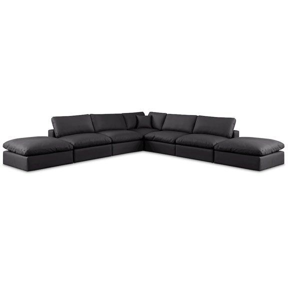 Meridian Furniture Comfy Black Vegan Leather 7-Pc. Modular Sectional