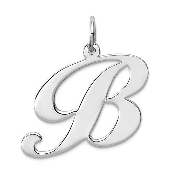 925 Sterling Silver Solid Large Fancy Script Letter Name Personalized Monogram Initial B Charm 21x24mm Wide Pendant Neck