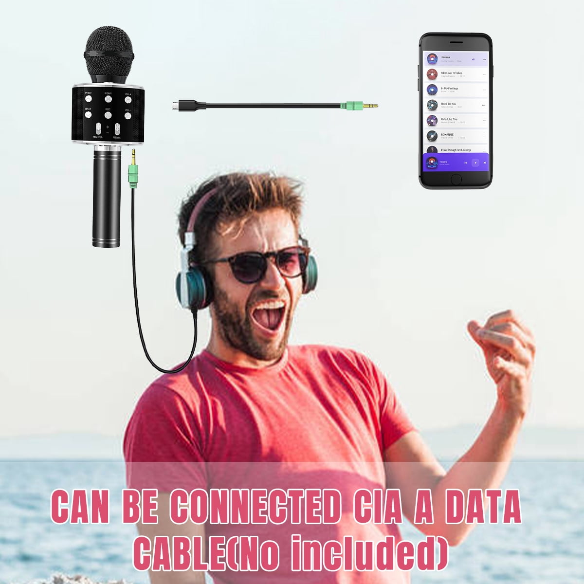 PayUSD Wireless Microphone for Kids Bluetooth Karaoke Microphone for adults 5-in-1 Portable Handheld Mic Speaker Birthday Christmas Gifts Toys for Girls Boys Adults All Age, Black