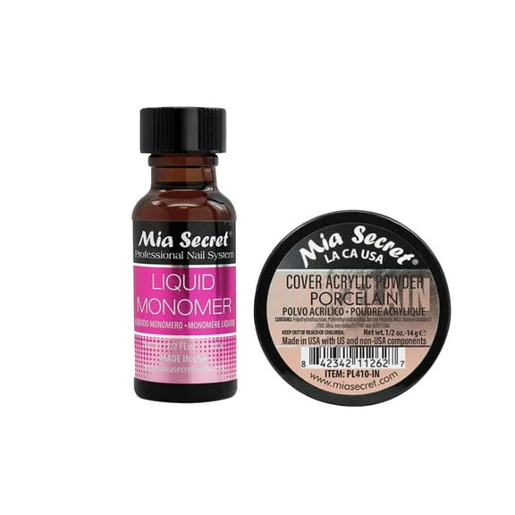 Mia Secret - Liquid Monomer (0.5 oz) & Cover Acrylic Powder Porcelain (0.5 oz.) - Combo