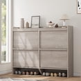thumbnail image 3 of Bingirl Armoire à Chaussures avec 4 Tiroirs Basculants Armoire à Chaussures en Bois avec Tablette Réglable Rangement pour Chaussures pour Entrée Armoire à Chaussures Dissimulée pour Couloir Salon Gris, 3 of 6