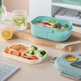 thumbnail image 2 of Adults Bento Lunch Box, Salad Container Large 40.6oz Salad Bowl, Bento-Style Tray for Toppings, Sauce Container for Dressings, and Built-in Reusable Fork (Blue), 2 of 8