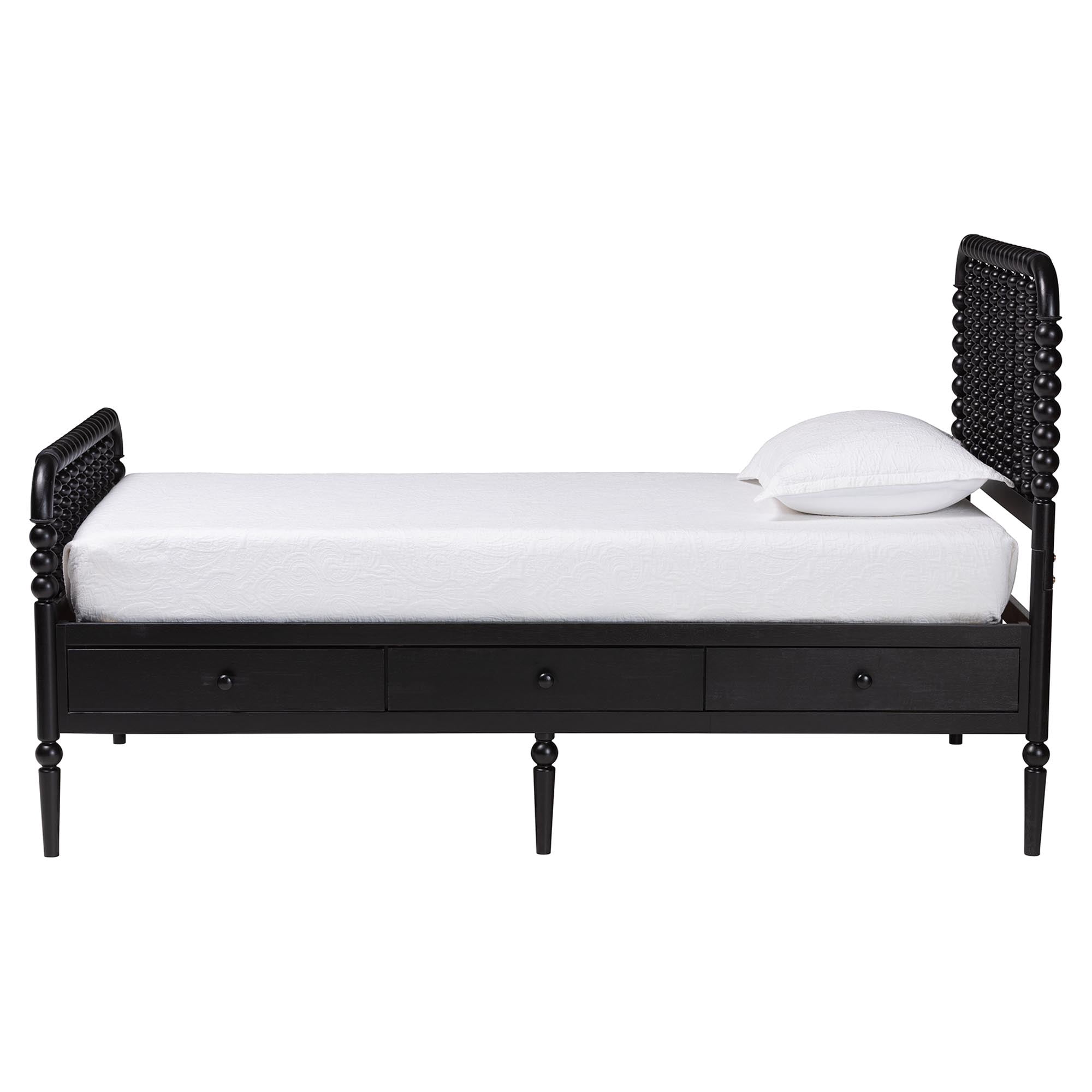 Baxton Studio Lucera Mid-Century Modern Platform Bed, Twin, Black