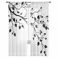 thumbnail image 2 of Black White Leaves Semi Sheer Curtains 72 Inch Length 2 Panels Set, Minimalist Natural Trees Watercolor Sheer Kitchen Curtain Privacy Voile Window Curtain for Living Room Bedroom Rod Pocket Drapes, 2 of 7