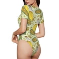 thumbnail image 2 of Rocae Corn And Corn Oil for One Piece Round Neck Short Sleeve Bodysuits for Women Casual Basic Bodysuit Daily Jumpsuit T Shirts-Small, 2 of 7