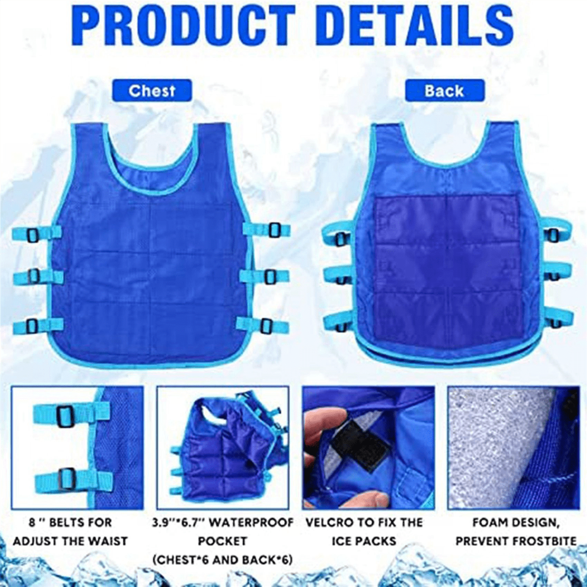 4 Pcs Cooling Vest with 96 Pcs Ice Pack Adjustable Ice Vest for Men Women Hot Weather Working Running Fishing Cycling