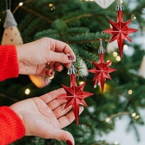 XYAIYT 12 Pack Hanging Eight Pointed Star Pendant Christmas Ornaments Christmas Decorations Plated Plastic Shiny Non Deforming for Tree Door Window Vacation Home Festive Warmth and Cheer 3.1in Red