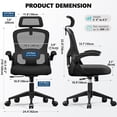 thumbnail image 3 of YANGLI Mesh Desk Chair with Adjustable Headrest & Lumbar Support, Rolling Computer Chair with Flip-up Armrests, Comfy Swivel Home Office Chair for Long Hours, Black, 3 of 6