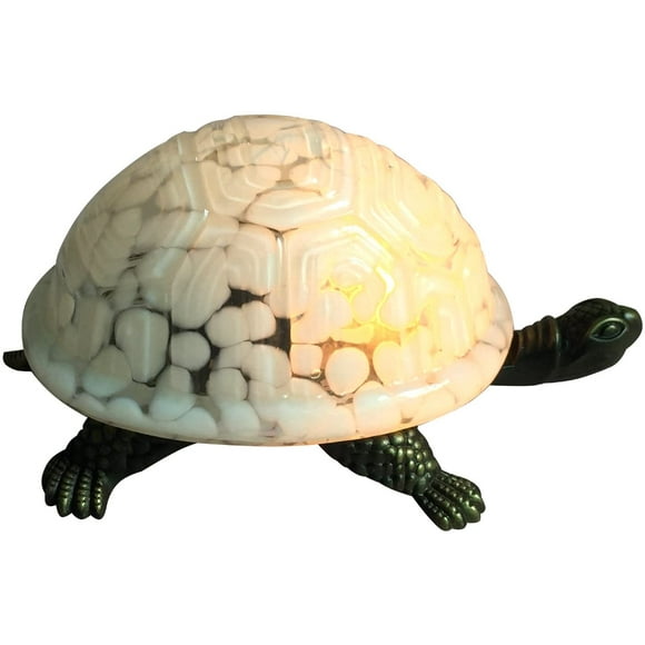 FYBTO Premium Tiffany Style Turtle and Tortoise Accent Lamps, Night Lights, Stained Glass Lampshade, 8-Inch Length, 1-E12 Cap, Green Color, Pack of 1
