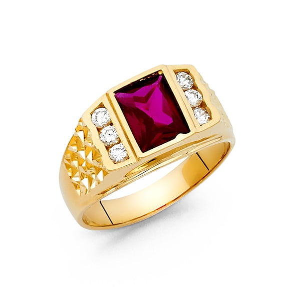 FB Jewels 14K Yellow Gold Cubic Zirconia CZ Mens Fashion Anniversary Ring Size 9