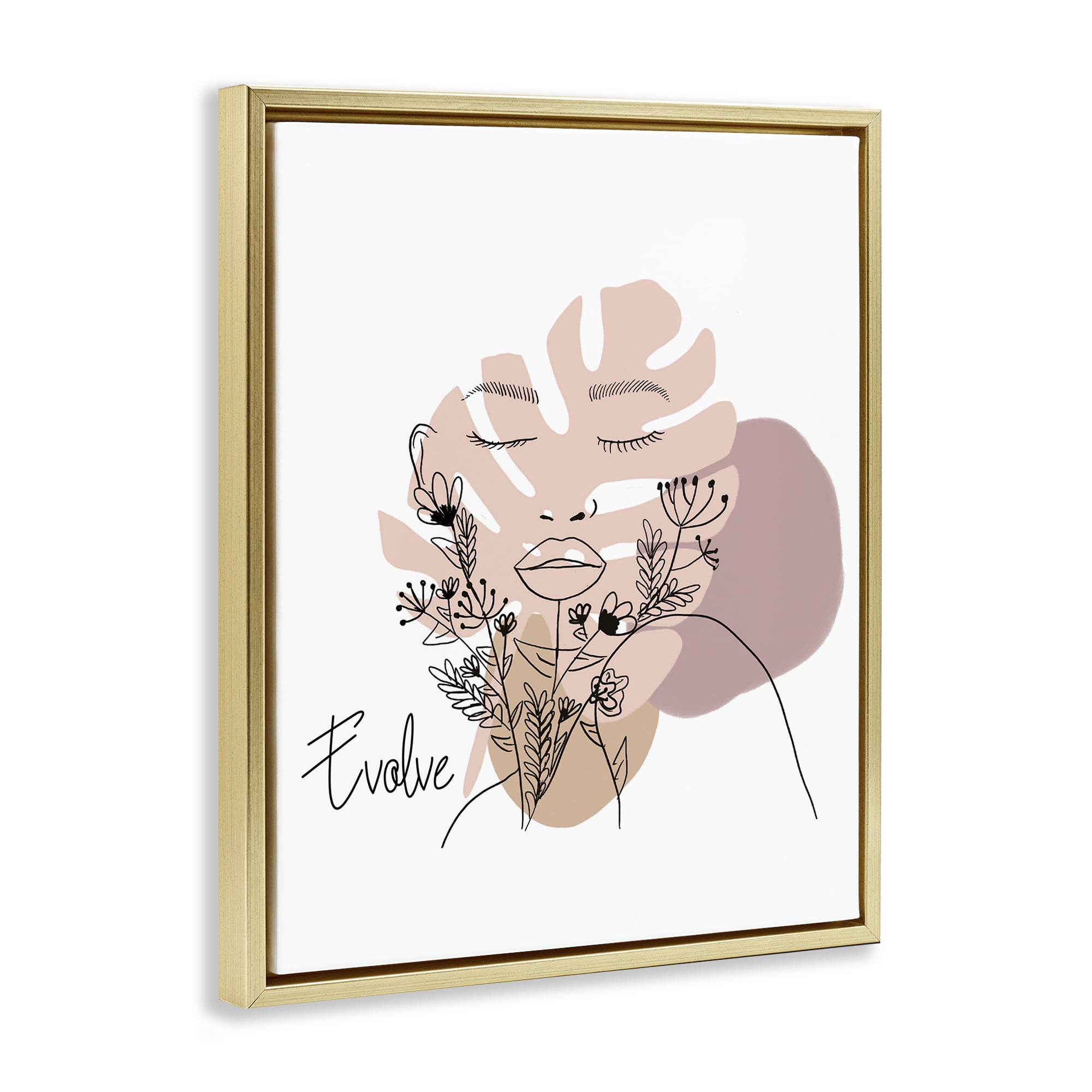 Stupell Industries Evolve Boho Portrait Typography Painting Gold Floater Framed Art Print Wall Art, 17 x 21