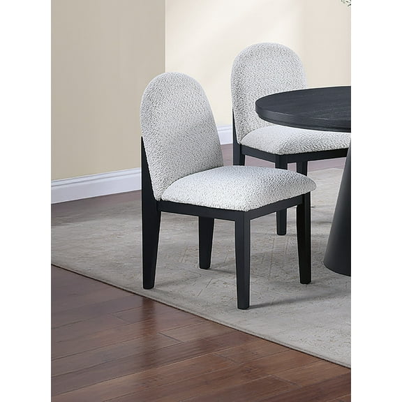 Elegant Comfort Dining Chairs White Fabric Upholstered Seat Sleek Black Frame 4pc Side Chairs Dning Room Furniture
