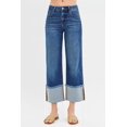 thumbnail image 1 of I AM A FASHION JUNKY RISEN Full Size Mid Rise Crop Wide Wide Cuffed Jeans Plus Size (DARK, 1XL), 1 of 6