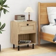 thumbnail image 4 of Costway 1 PCS Rattan Nightstand Boho End Table with Drawer & Open Shelf for Living Room Natural, 4 of 10