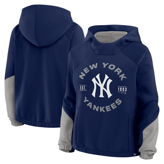 Women's Fanatics Navy New York Yankees Oversized Time to Win Pullover Hoodie
