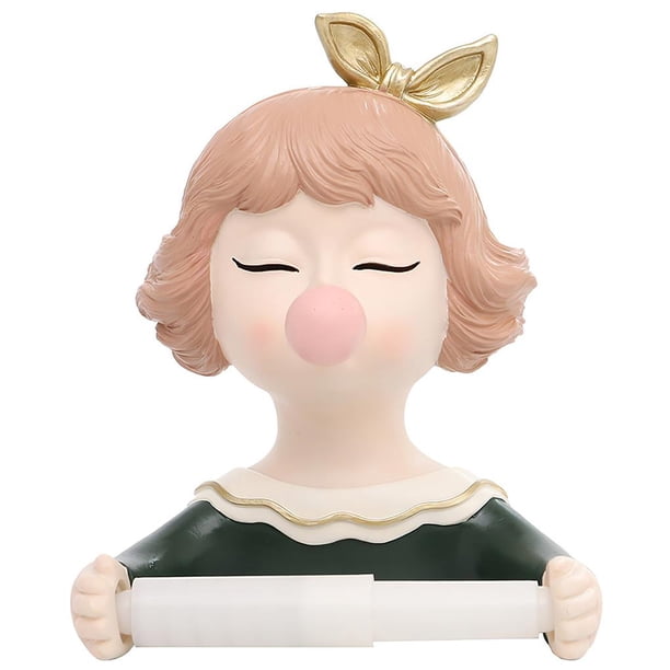 Inteprter Girl Tubo de papel Caja de papel higiénico Rollo Tubo de papel Colgador Estante de papel higiénico Caja de bombeo perforada Almacenamiento y organización del hogar Inteprter HA022409-00