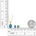 thumbnail image 2 of 18K Yellow Gold Plated Silver London Blue Topaz and White Diamond Pendant and Earrings Jewelry Set for Women (7.23 Cttw, Gemstone Birthstone, Oval 11X9MM and 8X6MM with 18 inch Silver Chain), 2 of 3