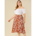 thumbnail image 4 of FalMidi AcampanaFloral Chic Dobladillo Con Volantes FalCruzaTalGrande PaMujer Rojo Naran3XL, 4 of 6
