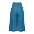 thumbnail image 4 of Stephy Women's Fashionable Cotton and Linen Solid Color Elastic Waist Three Quarter High Waist Casual Pants and Sports Pants, Blue, 3XL, 4 of 5