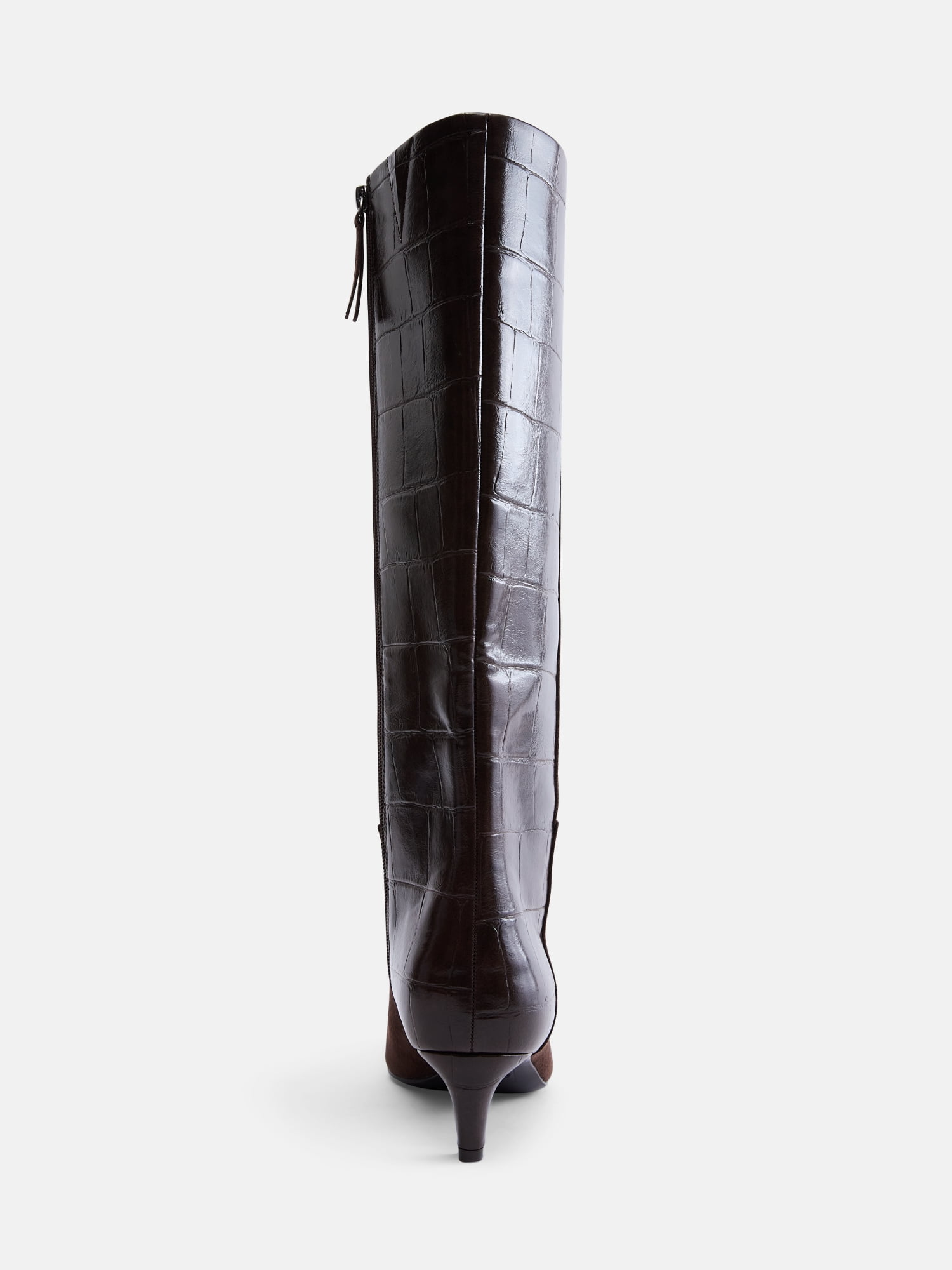 Scoop Women’s Two Tone Kitten Heel Knee High Boots, Wide Width Available