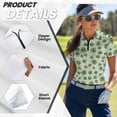 thumbnail image 5 of COEQINE Women V Neck Golf Shirts Quick Dry Fit Lightweight Short Sleeve Golf Tops Shamrock and Polka Dots Print Moisture Wicking Soft Polo Shirts for St. Patrick's Day, M, 5 of 7