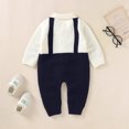 thumbnail image 2 of Baby Romper Long Sleeve Autumn Newborn Boys Jumpsuit Fashion Turn-down Collar Toddler Infant Clothing Knitted Playsuit One Piece, 2 of 5