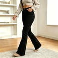 thumbnail image 5 of IUYRTFE Women's Button Fly Flare Denim Jeans High Waisted Stretch Bootcut Pants with Pockets, 5 of 6