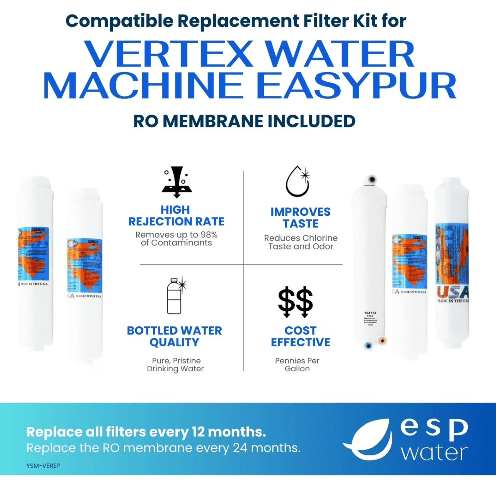 Vertex Water Machine EasyPur Filter Kit with RO Membrane