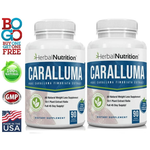 Caralluma Fimbriata 1200mg Herbal Nutrition Brand Two 90 Count Bottles! Weight Loss Supplement