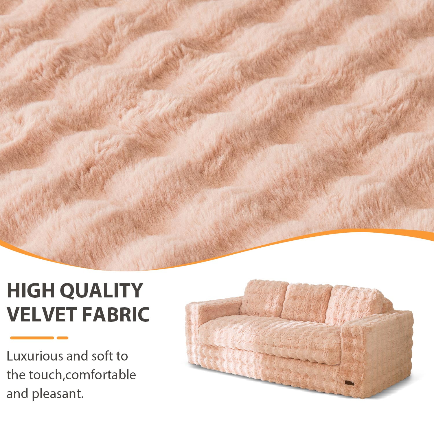 GOODONE 3 Seater Couch,Giant Bubbled Boneless Sofa Couch,Modern Comfy Floor Sofa with Armrests for Living Room and Apartments,No Assembly Required,Pink
