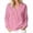 Pink, variant on Sevevn Women's V Neck Half Button Sweatshirt Long Sleeve Loose Pullover Top with Front Pocket Pink M
