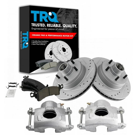 TRQ Front Ceramic Pads Performance Rotors & Caliper Kit Fits Select Buick Cadillac Chevy