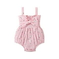 thumbnail image 1 of Seyurigaoka Summer Newborn Ribbed Bodysuit, Baby Girls Sleeveless Flower  Dot Print Romper with Bow, 1 of 9