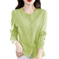 thumbnail image 2 of HBFAGFB Cardigan pour Femmes Col Rond à Boucle Chandail Tricoté Polyvalent Vestes à Manches Longues Vert Taille g, 2 of 5
