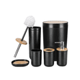 thumbnail image 1 of "Juego De Baño Negro Accesorios Kit 8 Pzs Completo Bambú Set Belug Negro ", 1 of 5
