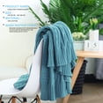 thumbnail image 2 of PiccoCasa Cotton Throw Blanket Cable Knit Decorative Blanket, Teal Blue 70"x78", 2 of 8