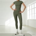 thumbnail image 2 of NMMUED Women’s 2 Piece Workout Set Athletic T-shirt High Waist Leggings Activewear for Gym, Running & Yoga Green XL, 2 of 8