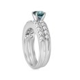 thumbnail image 2 of 1 3/8Ct Blue Round Cut Diamond Matching Bridal Engagement Ring Set White Gold, 2 of 4