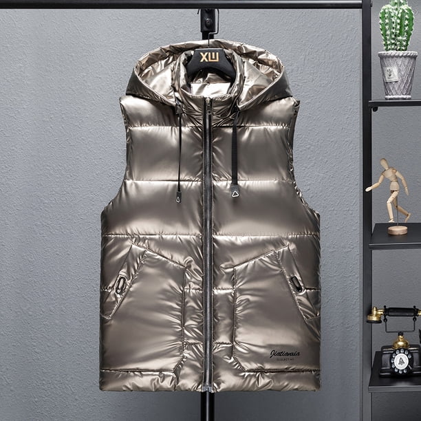 Chaleco de otoño e invierno para hombre, chaleco de algodón con plumón, chaleco cálido, chaleco de abrigo informal brillante de estilo coreano para parejas