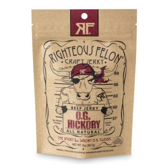 Righteous Felon Hickory Beef Jerky 2 oz. Pouch, Pack of 1