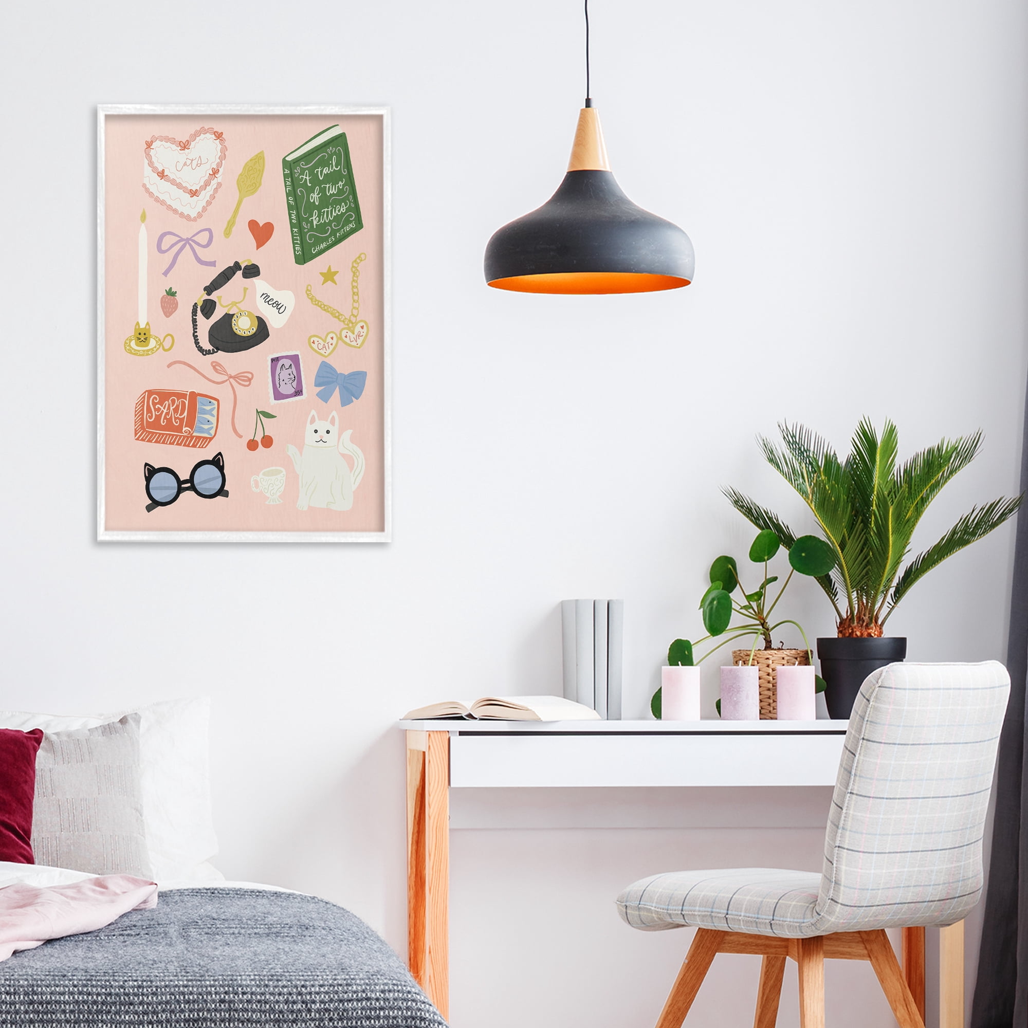 Stupell Industries Vintage Cat Lover Trinkets White Framed Giclee Art, design by Amanda Houston