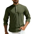 thumbnail image 2 of Aobny Waffle T-Shirts for Man Button Up Plain T-Shirt Big & Tall High Neck Long Sleeve Mens T-Shirts,Green,3XL, 2 of 5