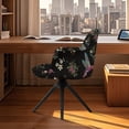 thumbnail image 3 of Xoenoiee Hummingbird Flower Print Velvet Curved Back Dining Room Chair Covers with Arms Stretch Swivel Bar Stool Chair Slipcover, Removable Vanity Kitchen Office Desk Armchair Protector Covers, 3 of 7