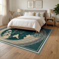 thumbnail image 3 of ODIKA 6'x9' Washable Area Rug Non-Slip, Chair-Friendly, Turtle Main Map Nautical Compass Wave Border Coral Reef Ocean Flowing Dynamic for Dining Room, Under Table, Office Décor, 3 of 7