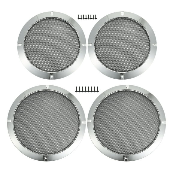 Unique Bargains 4 Set 6.5" 8" Speaker Grills Cover Mesh Round 6.5" 8" Audio Speaker Subwoofer Iron Plated Silver Tone