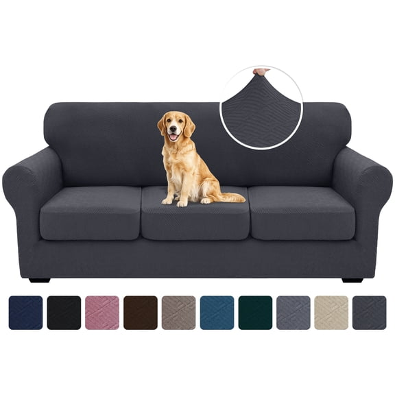 XYMHUN 4-Piece Sofa Cover Stretch Couch Cover Washable Sofa Slipcover Furniture Protector with 3 Cushion Covers,Sofa Dark Gray