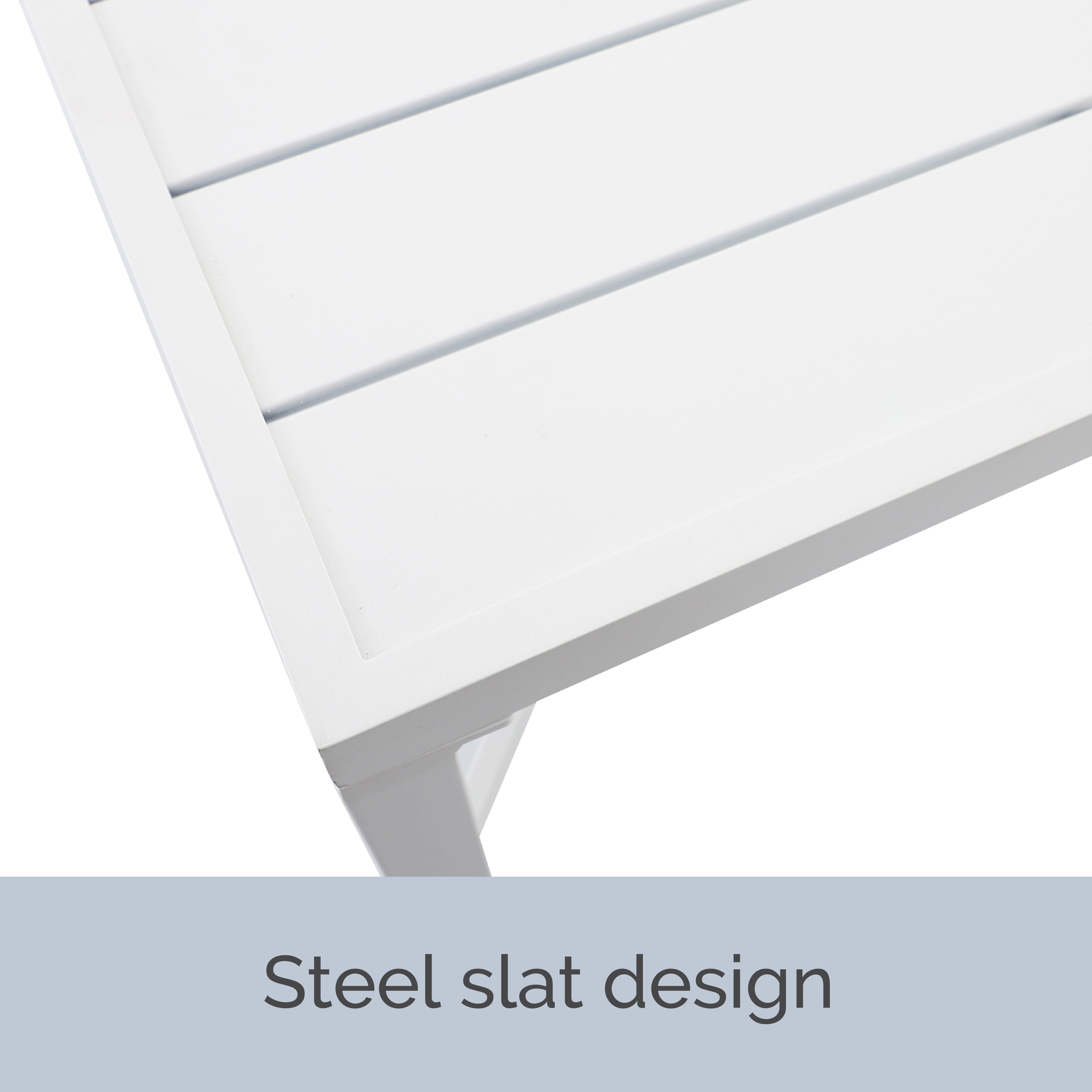 My Texas House Cambria 67" Steel Outdoor Dining Table, White