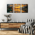 thumbnail image 5 of Ullo0ord Canvas Wall Art - Golden Sunrise Over Snow-Capped Mountains with Reflective Lake Lush Greenery, Modern Nature-Themed Print for Living Room, Bedroom, Office Decor 12*16inch*3pcs, 5 of 5