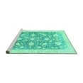 thumbnail image 2 of Ahgly Company Machine Washable Indoor Square Oriental Turquoise Blue Traditional Area Rugs, 5' Square, 2 of 4